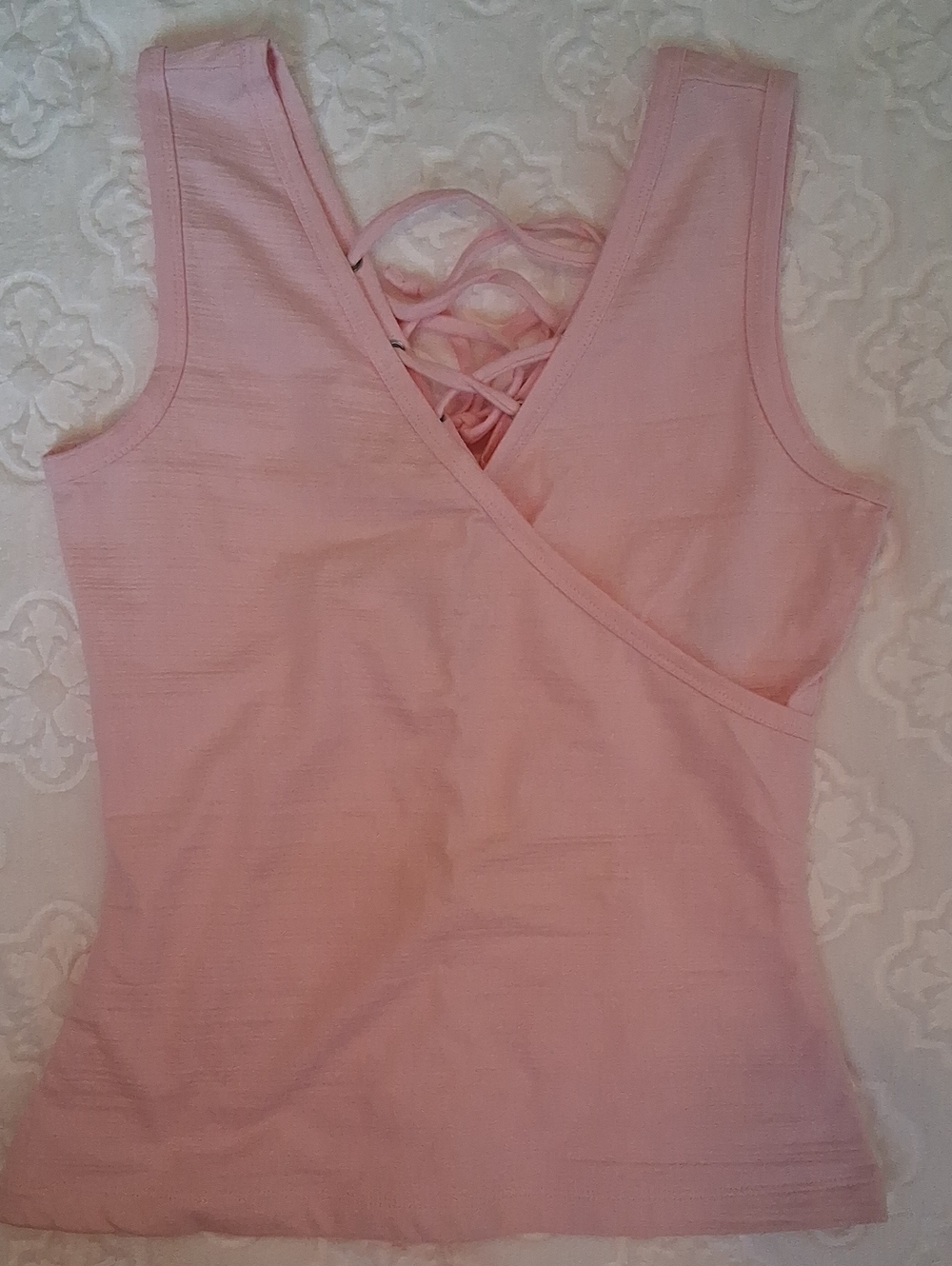 My Michelle Light Pink Lace-Up Wrap Tank Top